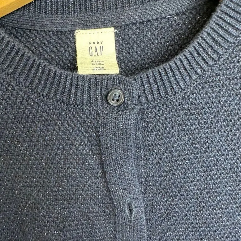 GAP Crew Neck Cardigan Blue with Sparkle Threads 4T